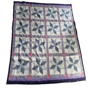 Biederlack Cuddle Wrap Stadium Blanket New England Star Block Print Zip Snap USA